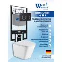 Комплект Weltwasser AG49729 6 в 1: подвесной унитаз белый глянцевый, инсталляция, кнопка черная матовая закругленный квадрат
