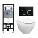 Комплект инсталляция и унитаз 3 в 1: инсталляция WeltWasser Amberg с унитазом Enio Cono EN2870522 и кнопка черная матовая
