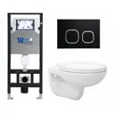 Комплект инсталляция и унитаз 3 в 1: инсталляция WeltWasser Amberg с унитазом Enio Ekos EN0170571 и кнопка черная матовая