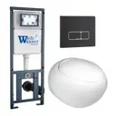 Комплект инсталляция и унитаз 3 в 1: инсталляция WeltWasser Marberg с унитазом Jeckenbach и кнопка черная матовая SE