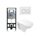 Комплект инсталляция и унитаз 3 в 1: инсталляция WeltWasser Amberg 506 с унитазом WeltWasser Baarbach 004 GL-WT + Клавиша смыва Amberg RD-WT