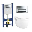 Комплект инсталляция и унитаз 3 в 1: инсталляция Geberit Duofix с унитазом подвесной Enio Bolo EN8350034 и кнопка хром