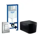 Комплект инсталляция и унитаз 3 в 1: инсталляция Grohe Rapid SL с унитазом Vincea Ultra Rimless VT1-32MB и кнопка хром