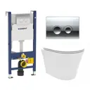 Комплект инсталляция и унитаз 3 в 1: инсталляция Geberit Duofix Delta с унитазом подвесной Enio Neo EN5370588 и кнопка хром