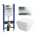 Комплект инсталляция и унитаз 3 в 1: инсталляция Geberit Duofix с унитазом подвесной Enio Vicino EN9170544 и кнопка хром