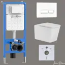 Инсталляция с унитазом комплект Iberica Blanca безободковый Toledo Alto и клавиша белая глянцевая стекло IB001.TLA.231.2210