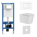 Инсталляция с унитазом комплект Iberica Blanca безободковый Toledo Alto и клавиша белый глянцевый IB001.TLA.231.855