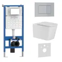 Инсталляция с унитазом комплект Iberica Blanca безободковый Toledo Alto и клавиша хром матовый IB001.TLA.231.853