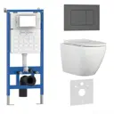 Инсталляция с унитазом комплект Iberica Blanca безободковый Bilbao Alto и клавиша серый матовый IB001.BLA.231.856
