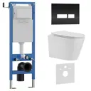 Инсталляция с унитазом комплект Iberica Blanca безободковый Burgos Alto и клавиша черная глянцевая стекло IB.001M.BRA.231.2211