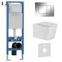 Инсталляция с унитазом комплект Iberica Blanca безободковый Toledo Alto и клавиша хром глянцевый IB.001M.TLA.231.852