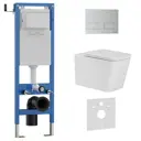 Инсталляция с унитазом комплект Iberica Blanca Tornado безободковый Toledo Alto и клавиша хром матовый нержавеющая сталь IB.001M.TLA.234.1601