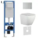 Инсталляция с унитазом комплект Iberica Blanca безободковый Bilbao Alto и клавиша хром матовый нержавеющая сталь IB.001M.BLA.231.1501