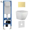 Инсталляция с унитазом комплект Iberica Blanca безободковый Bilbao Alto и клавиша золото матовое нержавеющая сталь IB.001M.BLA.231.1603