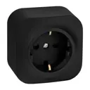 Розетка накладная Legrand Quteo с заземлением со шторками цвет черный