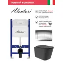 Инсталляция Alentori SISTEMA 50 AL.SIS33T с клавишей Alentori CHIAVE A гл/хром AL.CHI012CH и унитаз Long 52.5x34.5 Vortex матовый черный квадрат