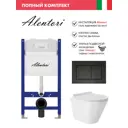 Инсталляция Alentori SISTEMA 50 AL.SIS33T с клавишей Alentori CHIAVE A матовый черный AL.CHI013BM унитаз 48x36 Vortex Soft-Close глянцевый белый конус