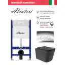 Инсталляция Alentori SISTEMA 50 AL.SIS33T с клавишей Alentori CHIAVE L гл/хром AL.CHI102CH и унитаз Long 52.5x34.5 Vortex матовый черный квадрат