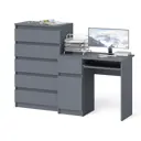 Офисный стол с полкой Свк Мори МС-1 левый 160x114x50 см ЛДСП цвет графит