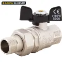 Кран шаровой с американкой прямой Bugatti Oregon DN15 PN40 1/2" НР/ВР латунь ручка бабочка