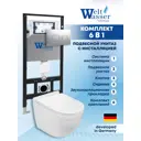 Комплект инсталляция и унитаз Weltwasser AH50626 6 в 1: подвесной унитаз белый глянцевый, инсталляция, кнопка хром глянцевая закругленный квадрат