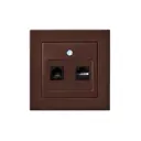 Розетка для телефона / компьютера встраиваемая Liregus Epsilon 28-145 цвет коричневый
