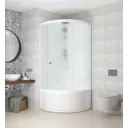 Душевая кабина Domani-Spa Simple 99 high 90x90x218 см высокий поддон, белые стенки, матовое стекло