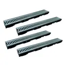 Лоток водосточный Gidrolica Standart с оцинкованной решеткой 1000x146x63мм черный 4шт