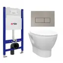 Комплект инсталляция и унитаз 3 в 1 инсталляция Enio Tecnico унитаз подвесной Nativo EN1270551 и кнопка матовая сталь Rettangolo