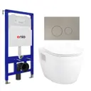 Комплект инсталляция и унитаз 3 в 1 инсталляция Enio Tecnico EN8050052 унитаз подвесной Bolo EN8350034 и кнопка матовая сталь Rotondo