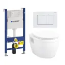 Комплект инсталляция и унитаз 3 в 1 инсталляция Geberit Duofix унитаз подвесной Bolo EN8350034 и кнопка белая
