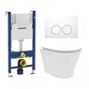Комплект инсталляция и унитаз 3 в 1 инсталляция Geberit Duofix унитаз Enio Neo EN5370588 и кнопка белая