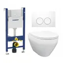 Комплект инсталляция и унитаз 3 в 1 инсталляция Geberit Duofix унитаз Enio Cono EN2870522 и кнопка белая