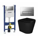 Комплект инсталляция и унитаз 3 в 1 инсталляция Geberit Duofix UP100 унитаз Enio Cento BL EN4280035 и кнопка хром матовый