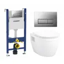 Комплект инсталляция и унитаз 3 в 1 инсталляция Geberit Duofix UP100 унитаз Enio Bolo EN8350034 и кнопка хром матовый