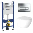 Комплект инсталляция и унитаз 3 в 1 инсталляция Geberit Duofix унитаз Enio Indigo с кнопкой хром