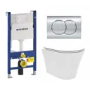 Комплект инсталляция и унитаз 3 в 1 инсталляция Geberit Duofix унитаз Enio Neo EN5370588 и кнопка хром