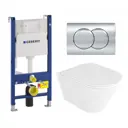 Комплект инсталляция и унитаз 3 в 1 инсталляция Geberit Duofix унитаз Enio Cento EN4280110 и кнопка хром