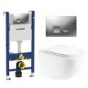 Комплект инсталляция и унитаз 3 в 1 инсталляция Geberit Duofix унитаз подвесной Enio Unico EN3103895 и кнопка хром матовый