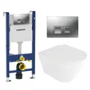 Комплект инсталляция и унитаз 3 в 1 инсталляция Geberit Duofix унитаз подвесной Enio Cento EN4280110 и кнопка хром матовый