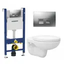 Комплект инсталляция и унитаз 3 в 1 инсталляция Geberit Duofix унитаз подвесной Enio Ekos EN0170571 и кнопка хром матовый