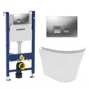 Комплект инсталляция и унитаз 3 в 1 инсталляция Geberit Duofix унитаз подвесной Enio Neo EN5370588 и кнопка хром матовый