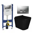 Комплект инсталляция и унитаз 3 в 1 инсталляция Geberit Duofix унитаз подвесной Enio Binario BL EN4180225 и кнопка хром матовый