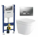 Комплект инсталляция и унитаз 3 в 1 инсталляция Geberit Duofix унитаз подвесной Enio Pulito EN1170052 и кнопка хром матовый