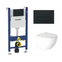 Комплект инсталляция и унитаз 3 в 1 инсталляция Geberit Duofix унитаз Enio Indigo с кнопкой Delta 50 черной матовой
