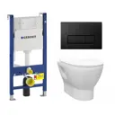 Комплект инсталляция и унитаз 3 в 1 инсталляция Geberit Duofix унитаз Enio Nativo EN1270551 и кнопка черная глянцевая