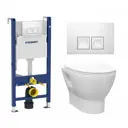 Комплект инсталляция и унитаз 3 в 1 инсталляция Geberit Duofix унитаз подвесной Enio Nativo EN1270551 и кнопка белая