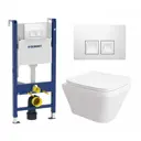 Комплект инсталляция и унитаз 3 в 1 инсталляция Geberit Duofix унитаз подвесной Enio Vicino EN9170544 и кнопка белая