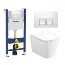 Комплект инсталляция и унитаз 3 в 1 инсталляция Geberit Duofix унитаз подвесной Enio Binario Tornado EN4180237 и кнопка белая