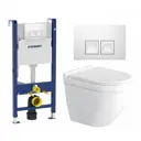 Комплект инсталляция и унитаз 3 в 1 инсталляция Geberit Duofix унитаз подвесной Enio Pulito EN1170052 и кнопка белая